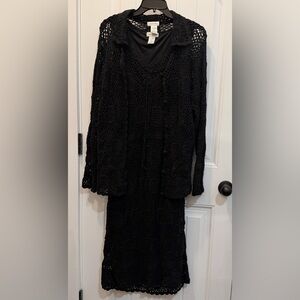 Monroe & Main Elegant Black Crochet Dress and Jacket